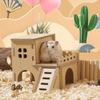Durable Hamster House Natural Wooden Small Pets Hideaway New Hamster Hide Villa  for Chinchilla