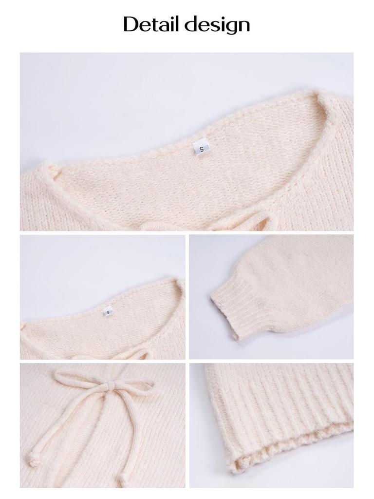 Diyun 2024 Осень/Зима Женский Повседневный Кардиган Свитер На Шнуровке