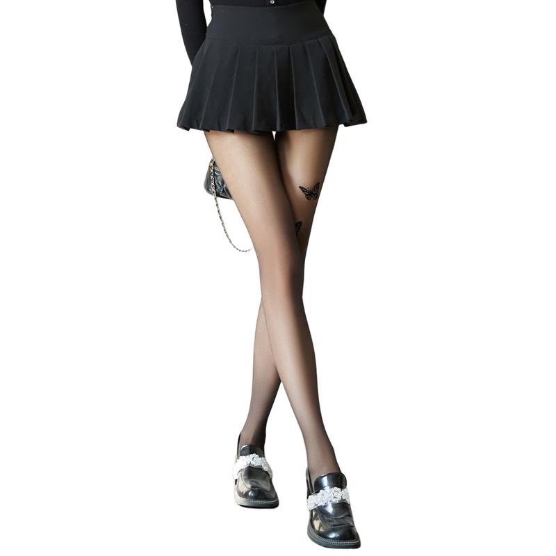 Тонкие прозрачные сексуальные шелковые колготки с принтом банта, не линяют