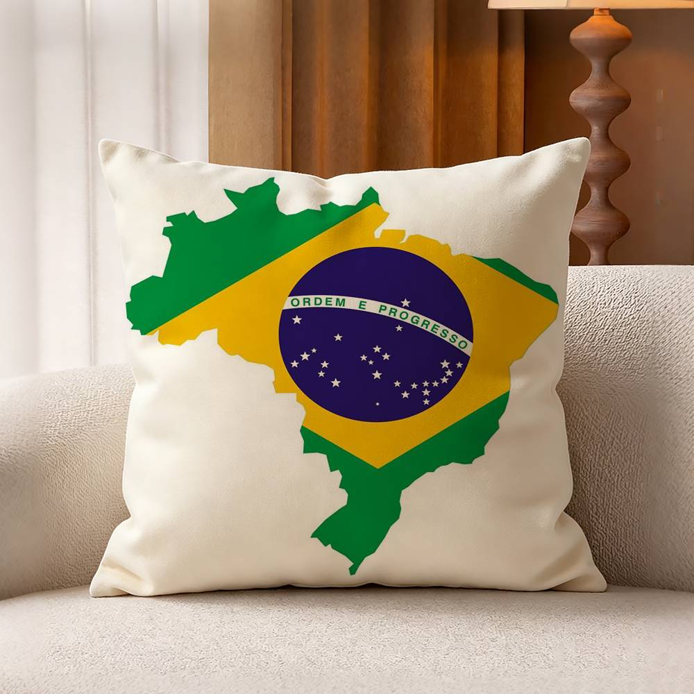 BBrazil FFlag Cotton Linen Square Pillow Covers Home Decor Gifts