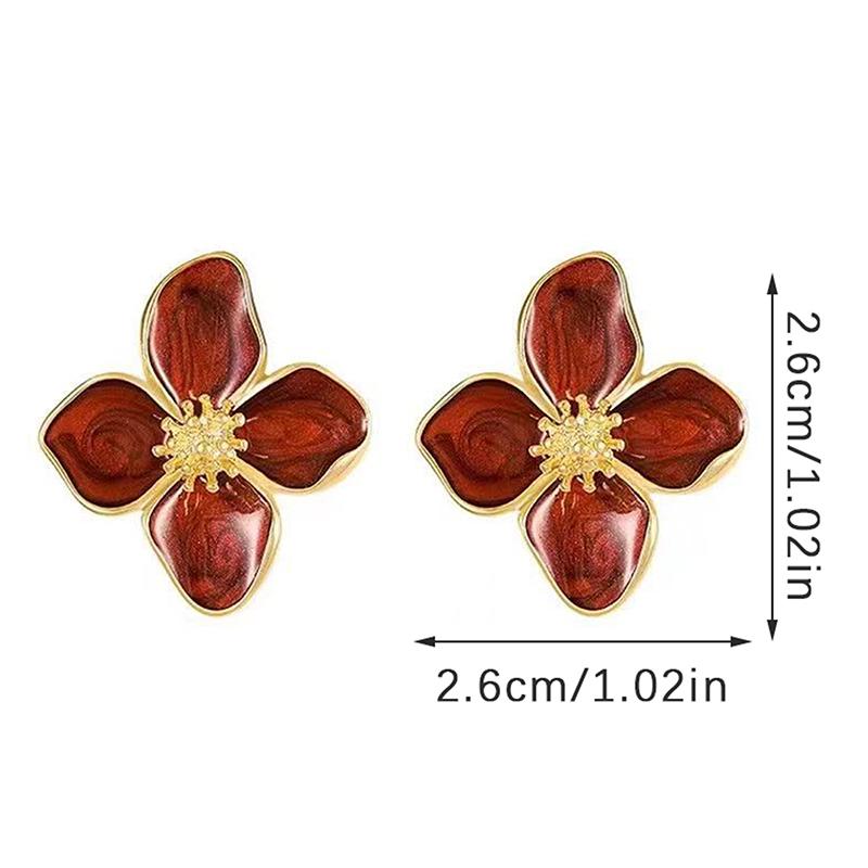 Серьги-гвоздики Roselle Dropped Glaze Flower для женщин и девушек, французские винтажные свадебные романтические ювелирные изделия, подарки