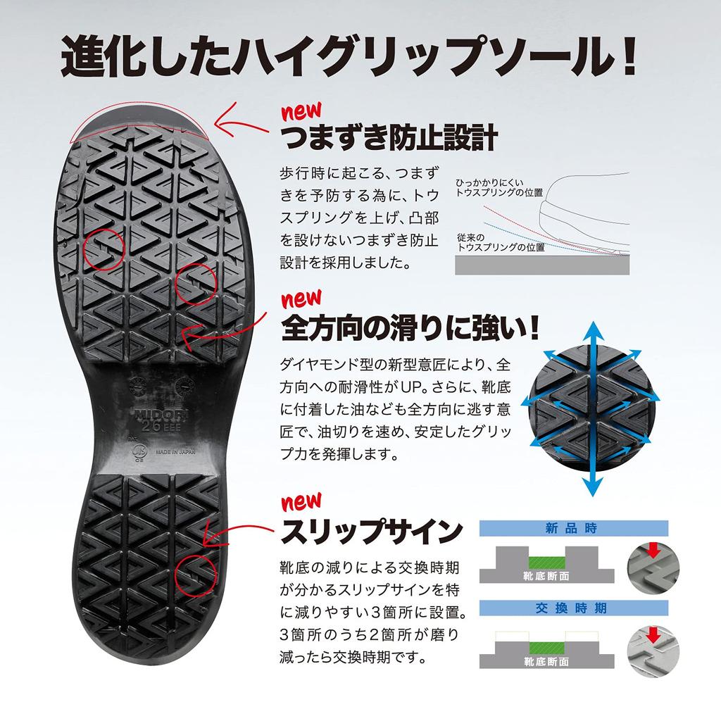 High Grip Safety Electrostatic Safety Shoes JIS Standard Short Shoes Shock Absorption HGS510 Electrostatic Black Cm [Midori Anzen] Anti-Slip