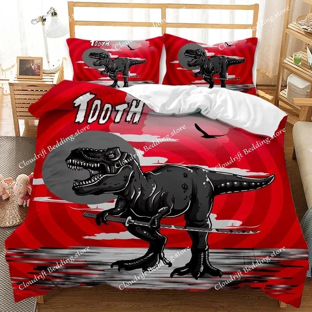 Постельное белье с динозаврами, Комплект пододеяльника размера King Size с динозаврами, Превосходное детское одеяло для мальчиков, Мультяшное, Мягкое, Полиэстеровая наволочка для одеяла