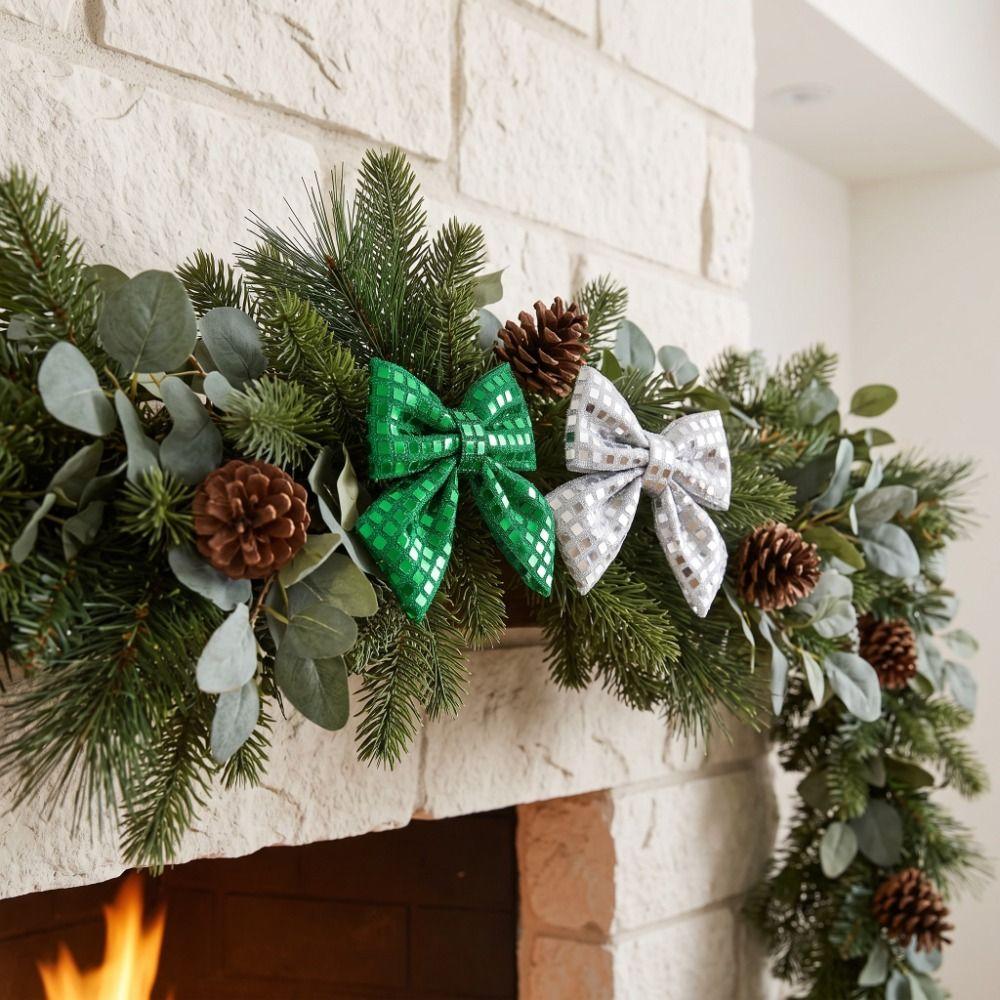4PCS Exquisite Christmas Wreaths Bow Vintage Gift Decorative Bow Christmas Tree