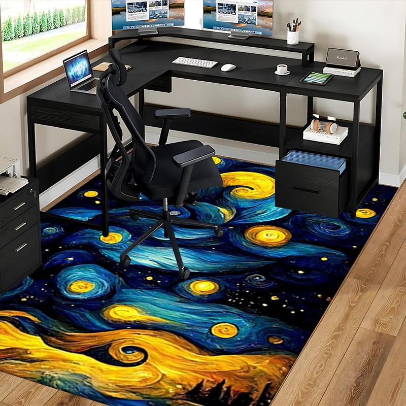 1pc Van Gogh Starry Night Office Chair Mat - Non-Slip Carpet for Desk, Festive Gift Idea, Suitable for Home Decor, Living Room, Bedroom, Game Room.P08
