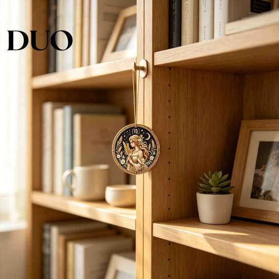 Acrylic Constellation Pendants 2D Flat Pearl Painting Ornament, Double Sided Zodiac Theme Hanging Gem Memorial Souvenir Craft Art Craft, Rhinestone