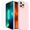 Case - Silicone - for iPhone 13 Pro - Pink - Non-slip - 2 Tempered Glass