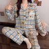 Japanese sweet two-dimensional girl style ins imitation cotton pajamas casual loungewear long sleeves trousers two-piece set