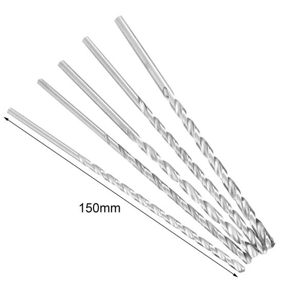 5Pcs Twist Drill Bit Lengthened Fast Chips Removal Round Shank Professional Drilling Bit Group for Tapping