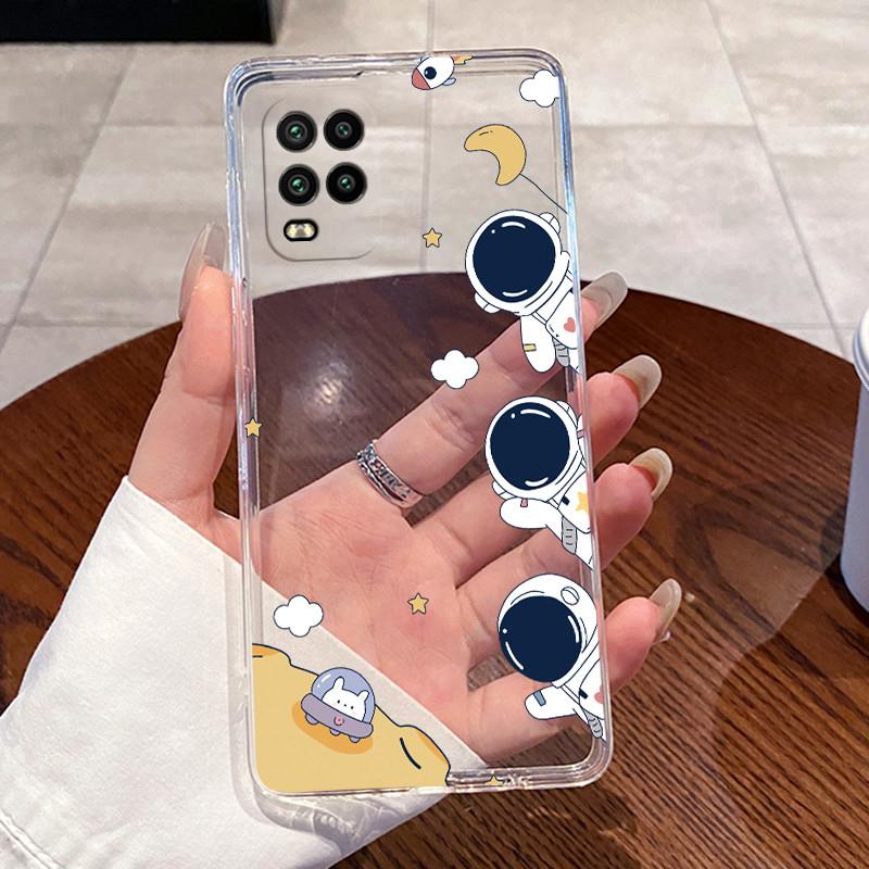 Casing For Xiaomi Mi 10 Lite 5G Youth Zoom Case Aesthetic Fashion Cute Cat Astronaut Silicone Back Cover Transparent Phone Case