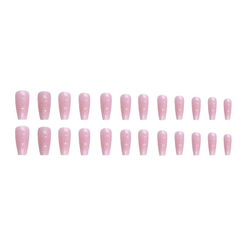 Fashionable Pink Gradient Glitter False Nails Sweet Ins Style False Nail Patches