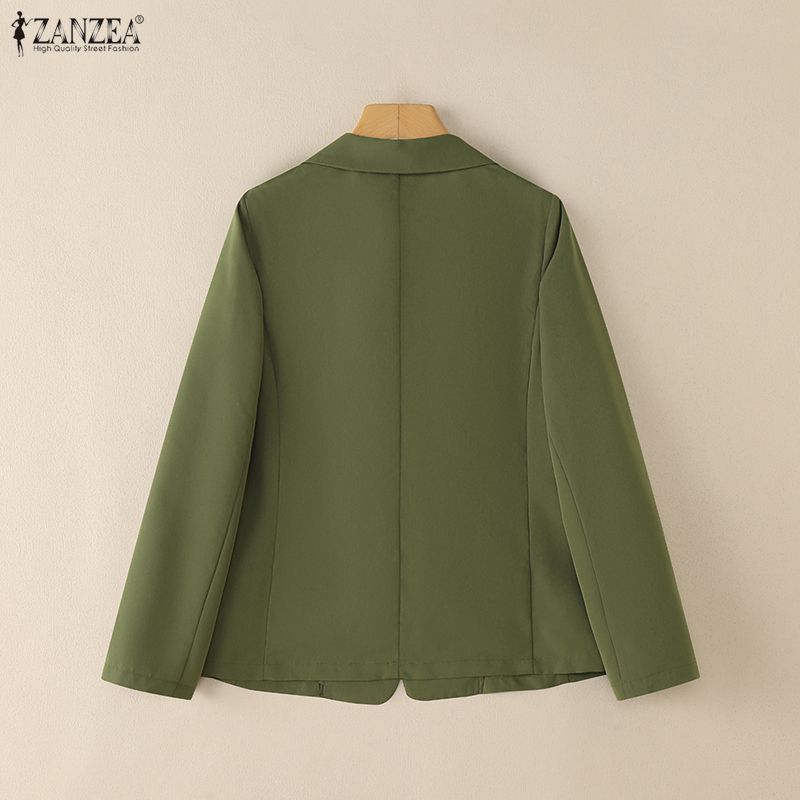 ZANZEA Женский кардиган-блейзер с отложным воротником, длинными рукавами, повседневный, тонкий