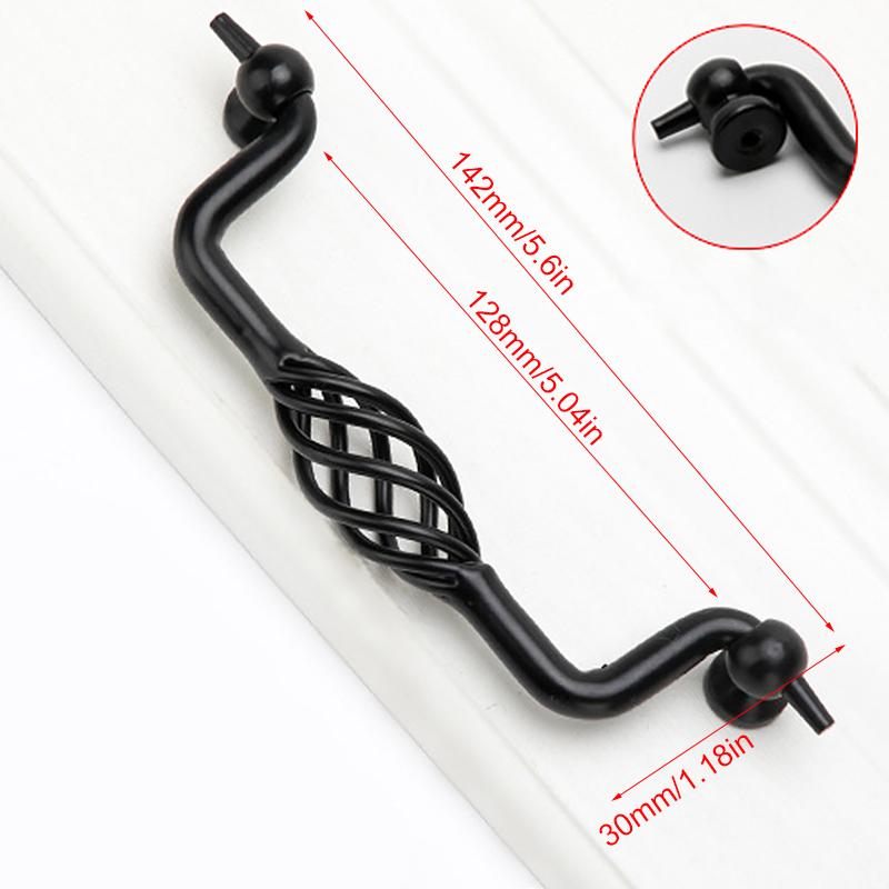 1 шт. прочные ручки для кухонного шкафа в форме птичьей клетки, винтажные ручки для ящиков, черная ручка для мебели, полая ручка, простая установка