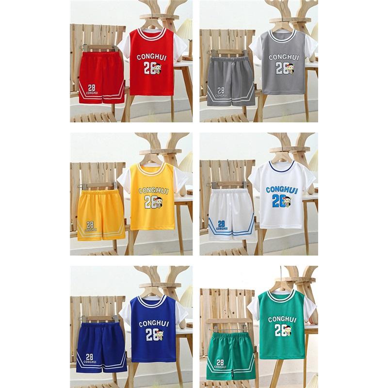 Детский баскетбольный комплект майка+шорты для мальчиков и девочек, из сетчатой ткани Dry Fit, летняя спортивная одежда с коротким рукавом, детская одежда, спортивный костюм