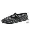 Summer Rhinestone Mesh Hollow Sandals Plus Size 43 Women Flats Shallow New Mary Jane Shoes Comfort Luxury Female Flat Shoes