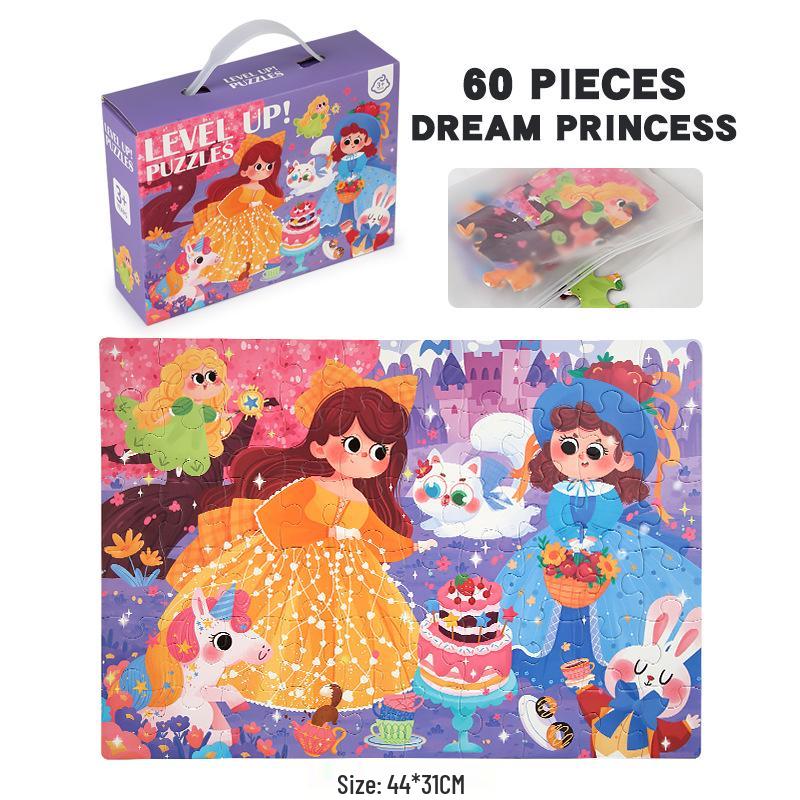 3+ Six-in-One Wooden Puzzle Box: Solid Wood Educational Toy for Girls and Boys, 60 Pieces