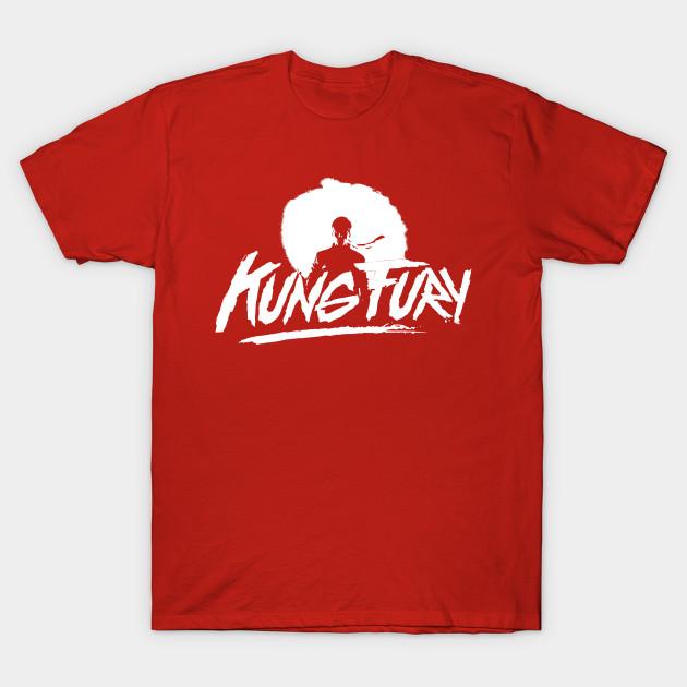 Men Black Print T-shirt Kung Fury No-Cut Transfer Paper Print Cotton Tshirt