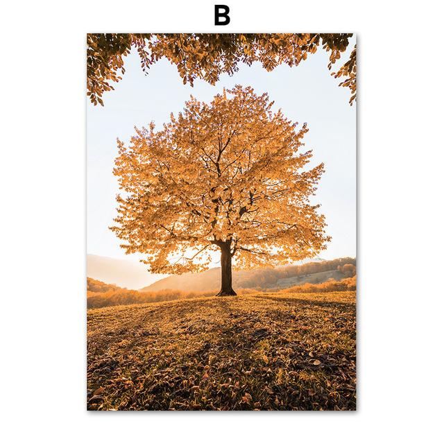 Холст с изображением кленового листа, картины для гостиной, безрамные настенные художественные принты, постеры с горным пейзажем, современный домашний декор без рамки