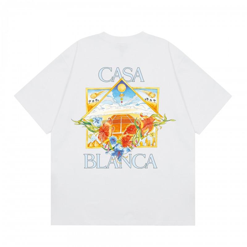 2026 Casablanca Print Loose Fit Cotton T-Shirt Men Youth Casual Wear