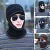 Men Winter Hat Sunshade Thermal Knitted Elastic Short Brim Full Protection Anti-slip Unisex Outdoor Camping Skiing Balaclava Cap Hat Scarf Integrated