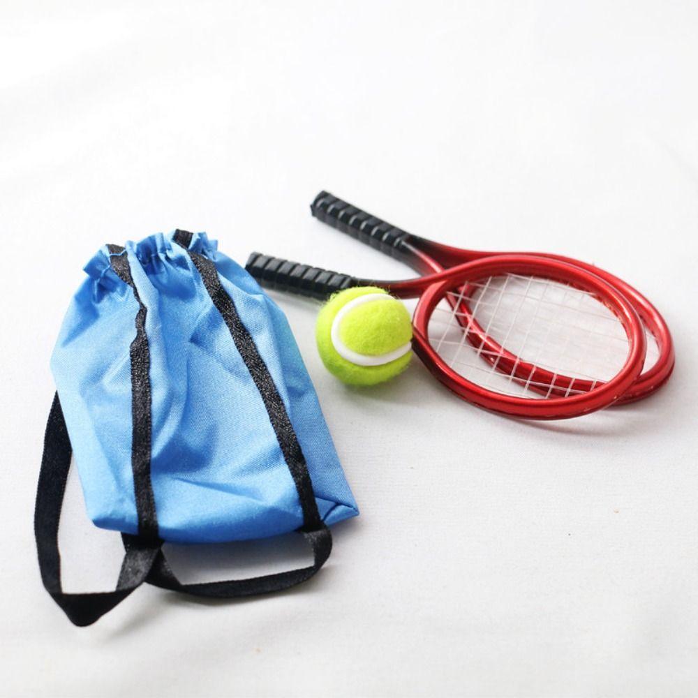Mini Dollhouse Accessories Tennis Diy Dollhouse Miniature Tennis Model Set Children