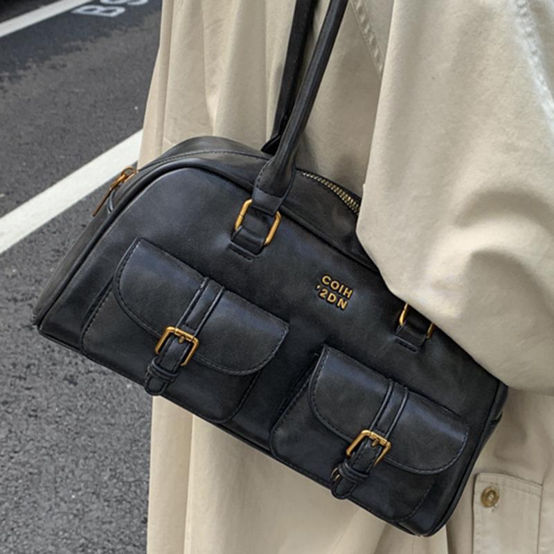 Новая корейская ретро сумка через плечо, Модная и трендовая повседневная сумка-бостон, Стильная сумка для боулинга