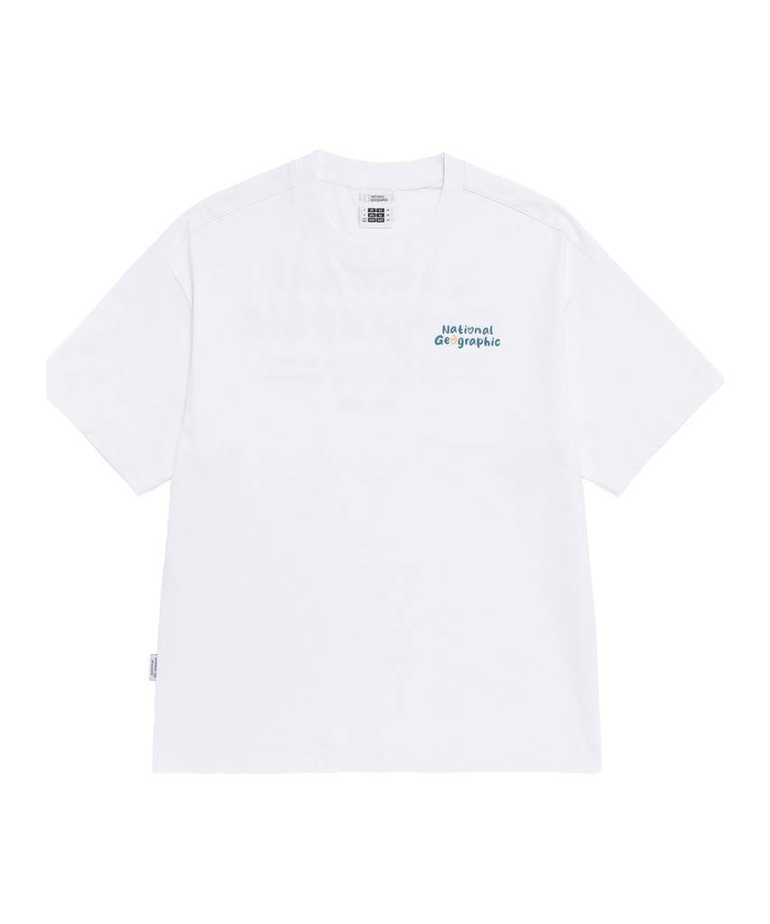 NATIONALGEOGRAPHIC N262Uts904 Sorona Cool Script Semi-Overfit Short Sleeve T-Shirt White