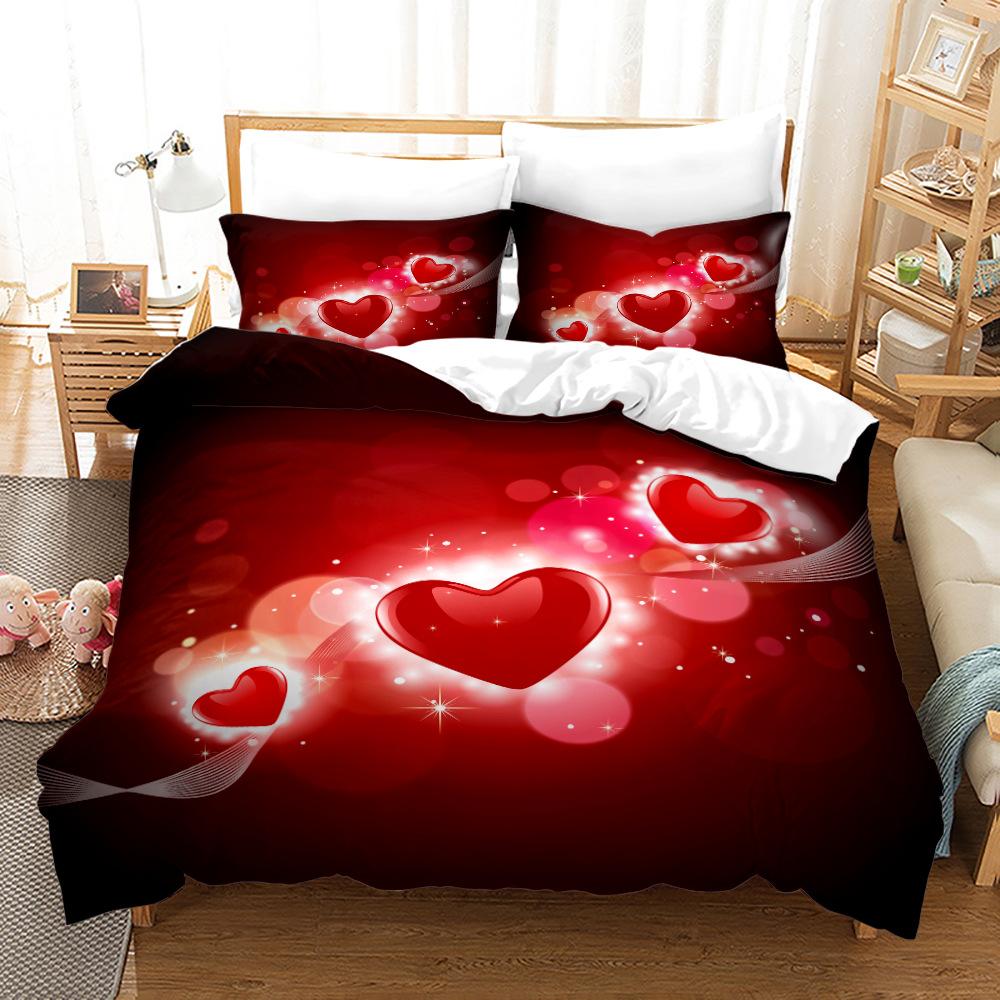 3D Love Постельное белье Пара Комната Пододеяльник Наволочка 2/3 шт. Праздничный подарок AU210 * 240 Полный размер Романтическая любовь Быстросохнущая Мягкий домашний текстиль