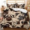 Cartoon Pug Duvet Cover Set Queen/King Size Cute Puppy Theme Bedding Set Golden Retriever Husky Pet Soft Polyester Quilt Cover