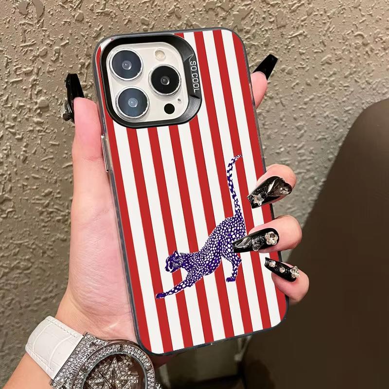 Cute Green And White Plaid Animal Phone Case For Samsung Galaxy S26 S25 Ultra S24 S23 FE S22 S21 Plus A56 A55 Hard Matte Cover