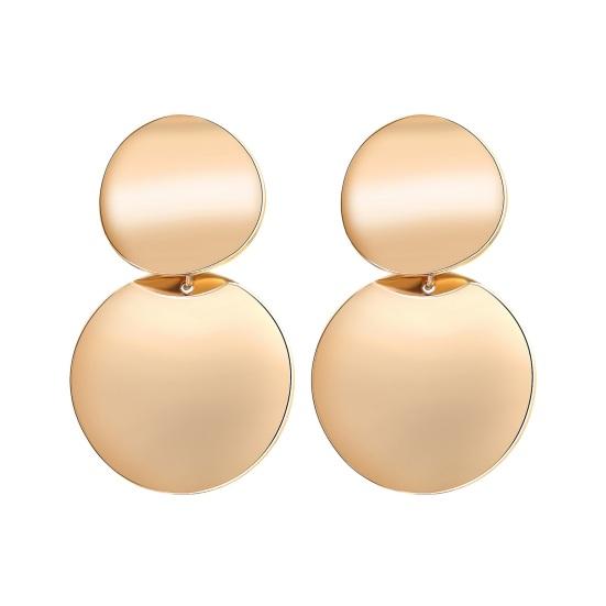 1 пара двойных круглых серег-гвоздиков с геометрическим преувеличенным элегантным золотистым, серебряным цветом для женщин и девочек, металлические серьги-гвоздики, модные ювелирные аксессуары