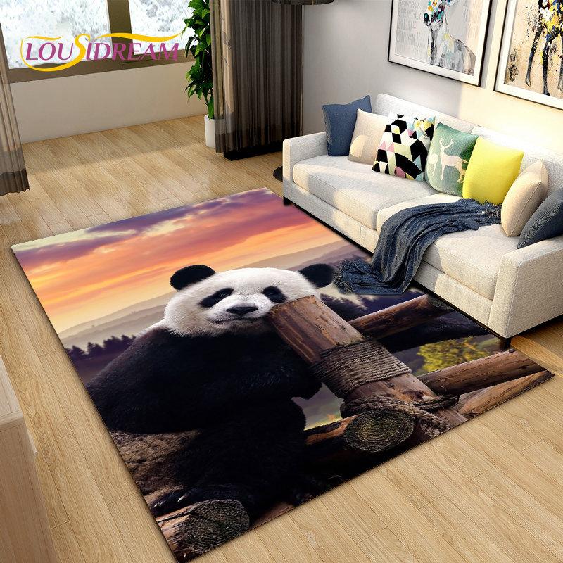 3D Cartoon Cute Panda Area Rug,Carpet Rug for Living Room Children's Room Decoration,Kid Play Crawl Soft Non-slip Floor Mat Gift