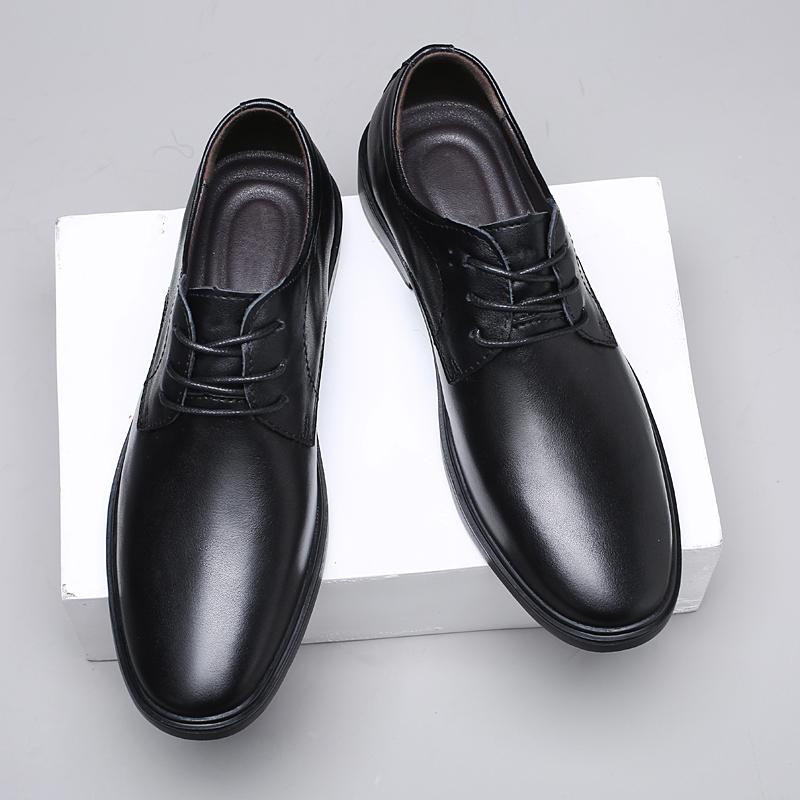 Fashion Genuine Leather Men Business Casual Shoes Luxury Brand Derby Shoes Soft Soled Formal Dress Shoes Pointed Wedding Oxford Footwear