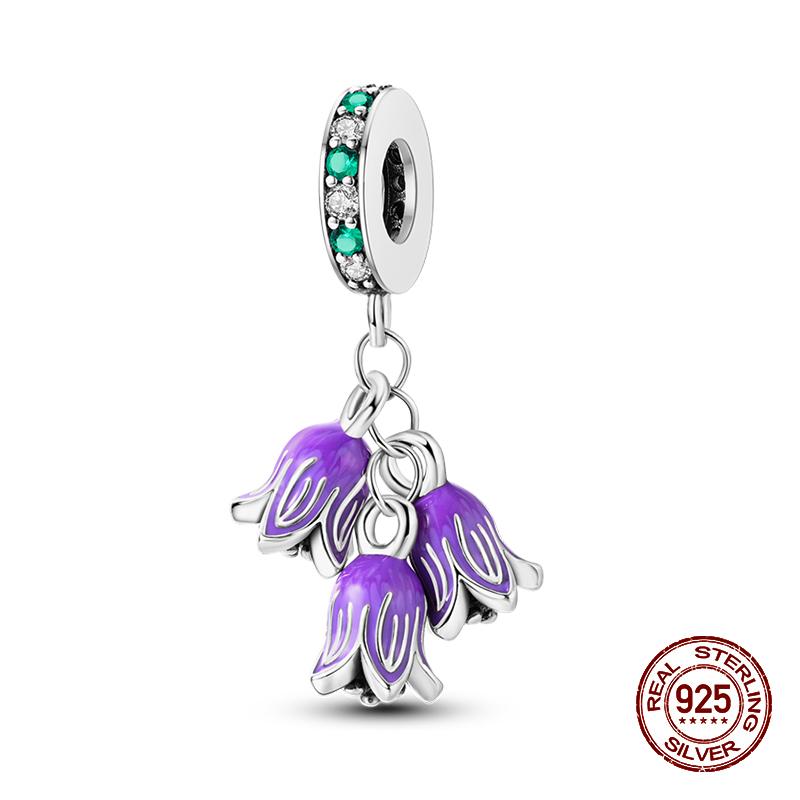 925 Sterling Silver Butterfly Tulip Iris Flower Charms Beads Fit 925 Original Bracelets Fine DIY Valentine Jewelry Gifts