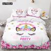 Unicorn Duvet Cover King Queen Cute White Cartoon Animal Bedding Set Children Boys Girl Western Fairy Tale Polyester Quilt Cover