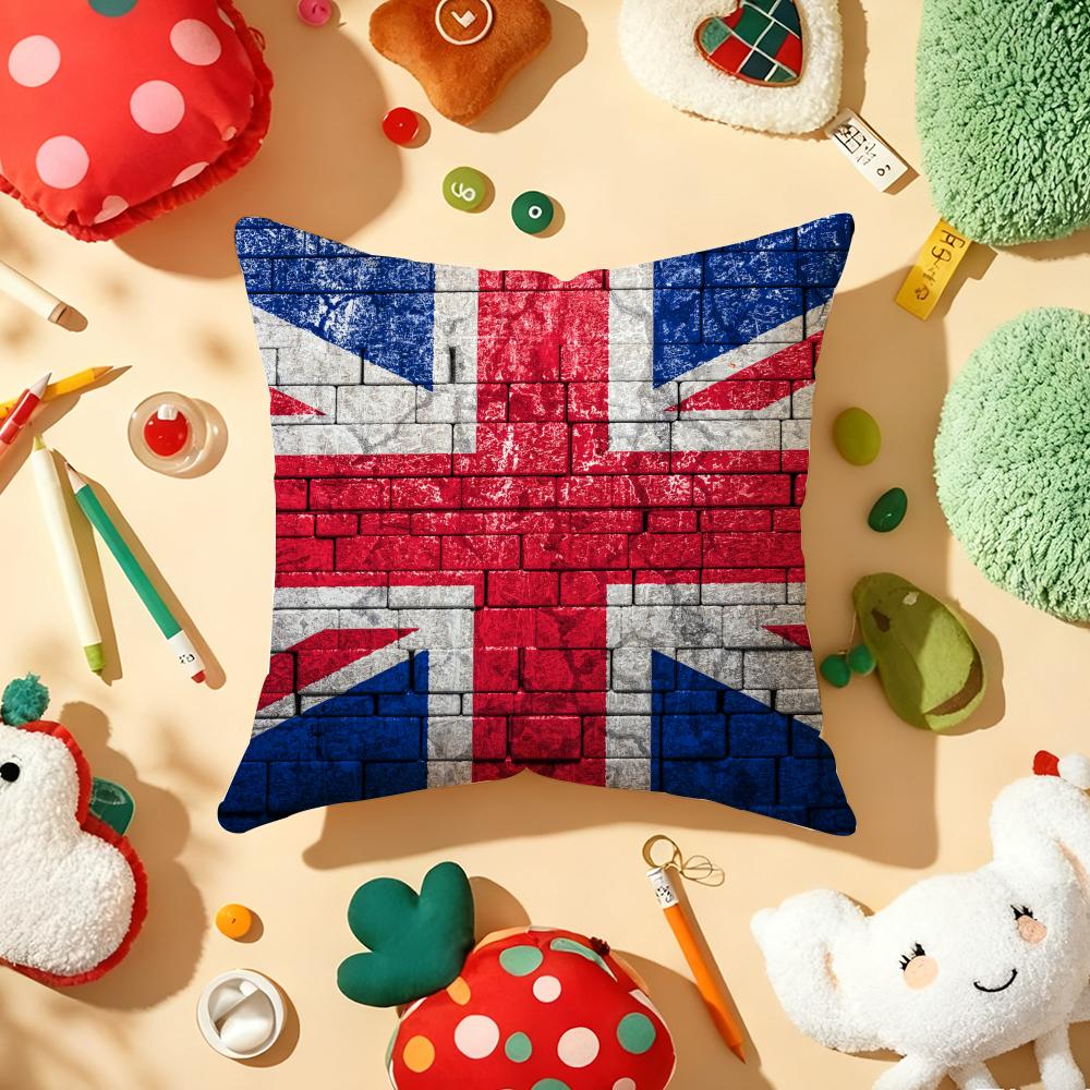 Наволочка на подушку с флагом Union Jack, плюшевая ткань, мягкая, двусторонняя печать, для дивана, теплая, зимний подарок для дома, наволочка