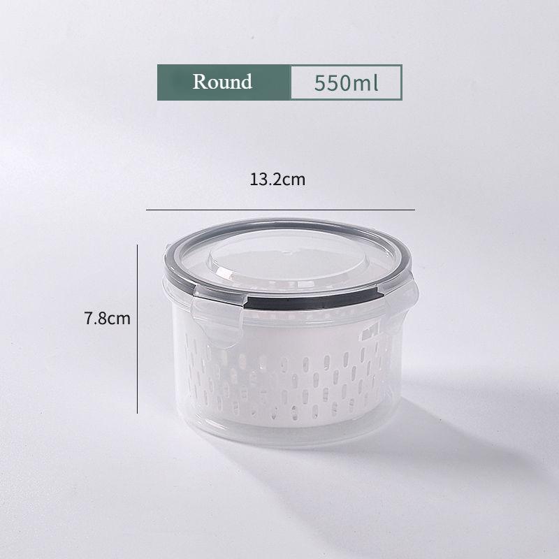 Refrigerator Storage Fridge Organizer Fresh Vegetable Fruit Boxes Drain Basket Storage Containers Pantry Kitchen Organizer( Round/Square/Rectangle)