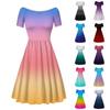 Women's Dress Short Sleeve Raglan Round Neck Large Neck Off Shoulder Gradient Dress