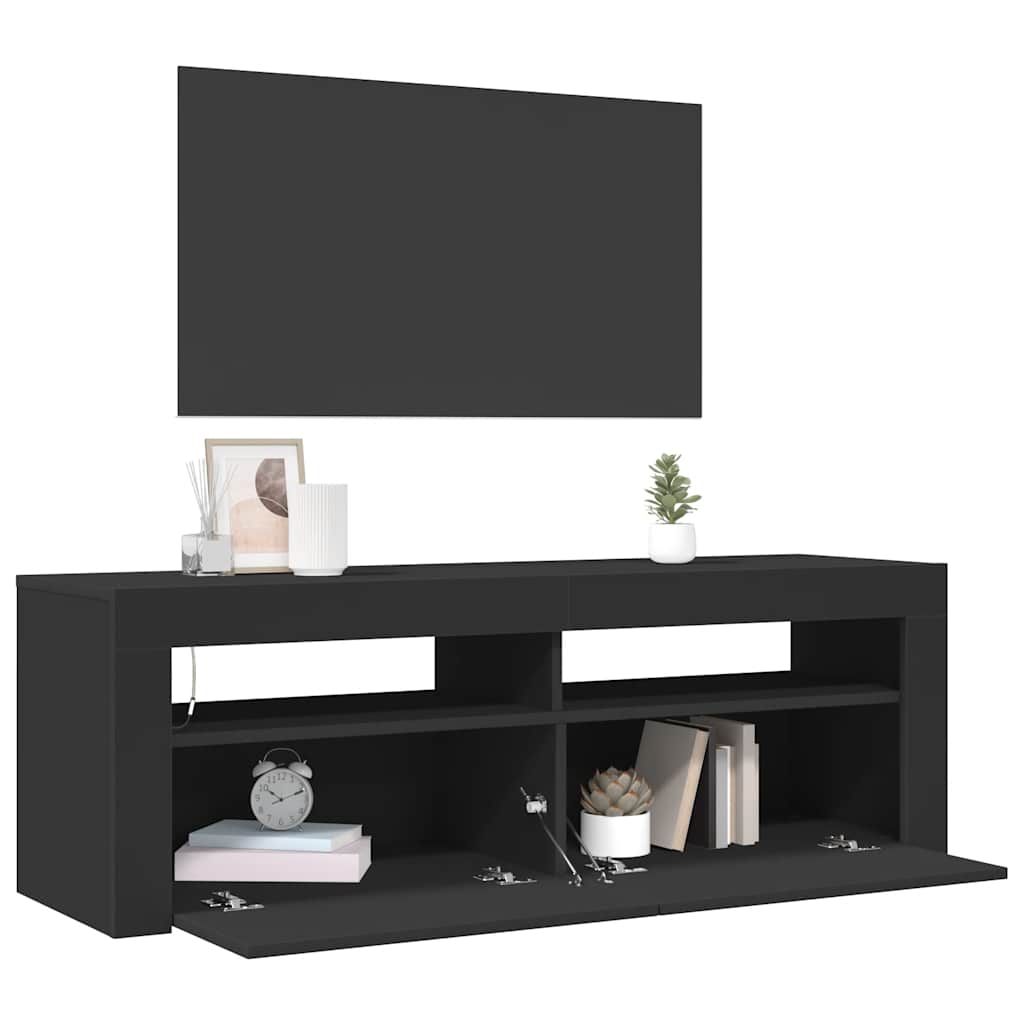 TV Stand with LED Lights Black 120 x 35 x 40 cm