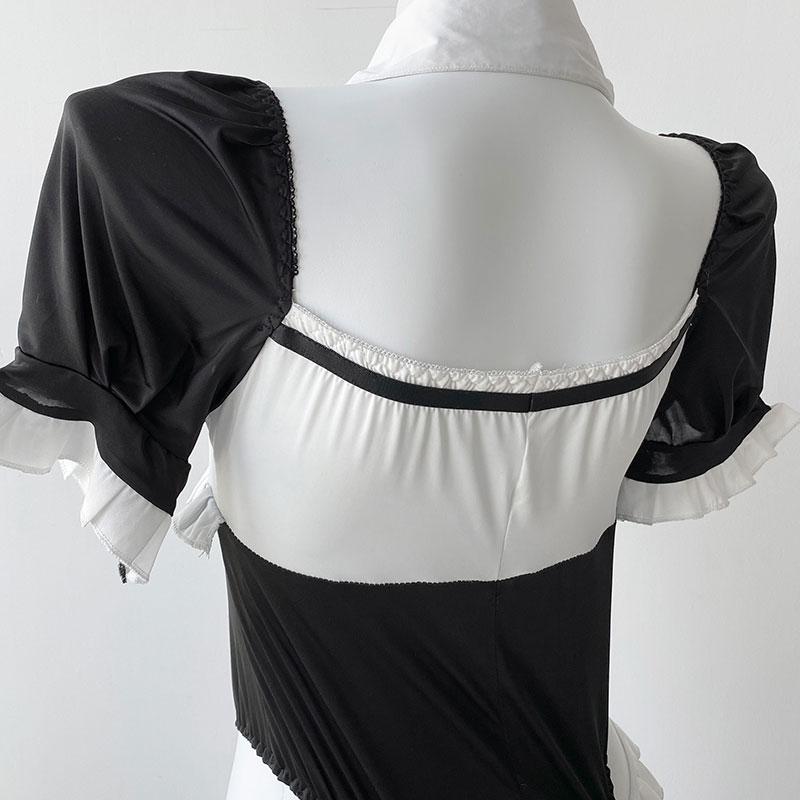 Милая чистая девушка японская горничная косплей костюмы Лолита мягкий плюшевый сексуальный белье кофе бар аниме официантка боди служанка униформа