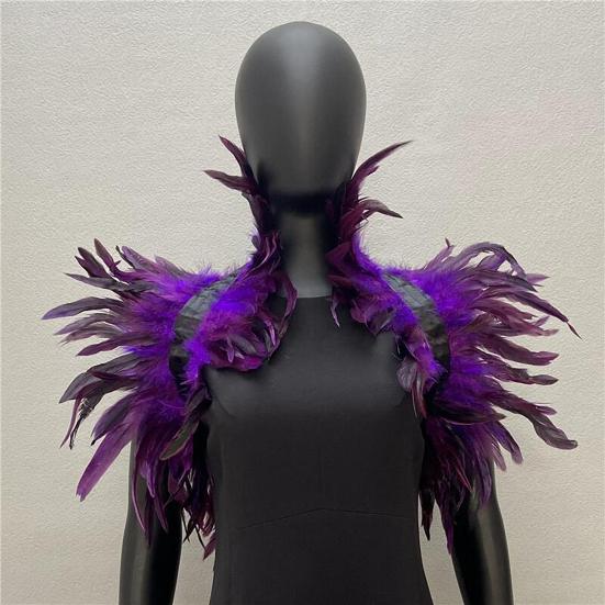 Faux Feather Shawl Shoulder Wrap Cape Soft Adjustable Retro Gothic Collar Cosplay Party Stage Performance Faux Feather Scarf Dancer Costume
