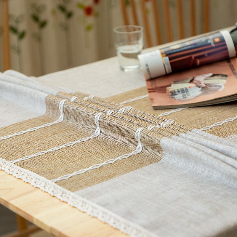 Lace Lace Tablecloth Jacquard Striped Nordic Ins Tablecloth Cotton And Linen Small Fresh Striped Table Cloth