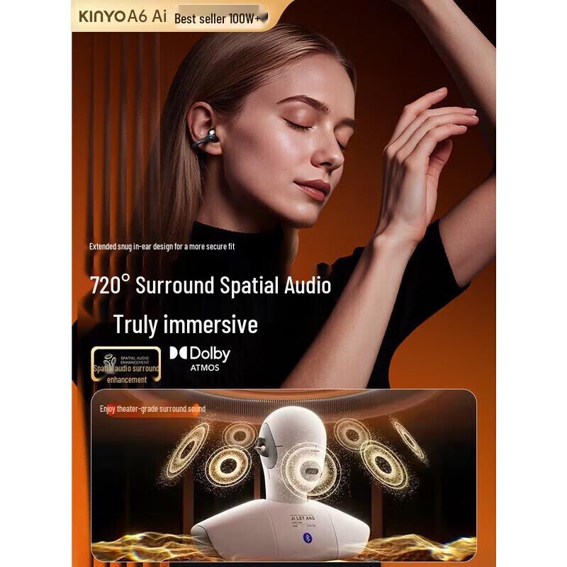 KINYO A6 AI Bluetooth-наушники с открытым ухом и зажимом на ухо