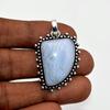 Blue Lace Agate Pendant Natural Gemstone 925 Sterling Silver Handmade Pendant Gift For Her