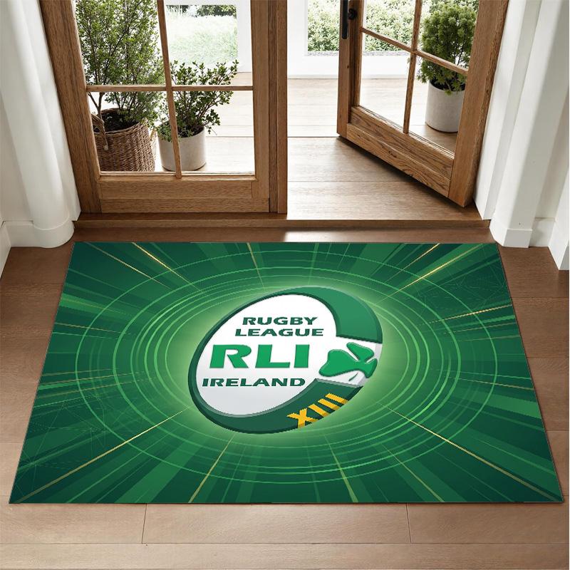 Ireland Rugby Design Crystal Velvet Rug Soft Decorative Mat for Bedroom Entrance