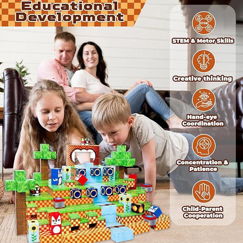 Нетоксичный Набор из 100 шт. Образовательные Конструкторы DIY Инновационные 3D Пазлы Монтессори Магнитный Волшебный Куб Строительные Блоки Игрушки Для Детей