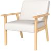 Upholstered Armchair with Armrests, Dining Chair in Linen Look, Solid Wood Frame, 64 x 70 x 72 cm, Cream