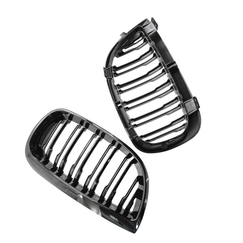 Car Front Kidney Grill Gloss/Matte Black Double Slat Racing Grills For BMW 1-Series E87 Pre-facelift 5-door 2004 2005 2006 2007