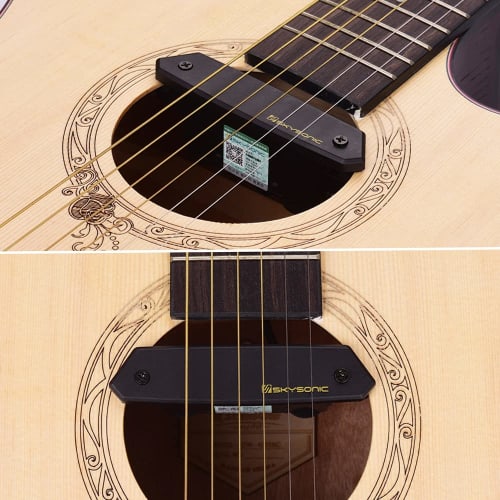 Guitar Soundhole Pickup, T-902 Acoustic Guitar Active Soundhole Pickup with Magnetic and Microphone Dual Pickup System with Volume Control for Classic