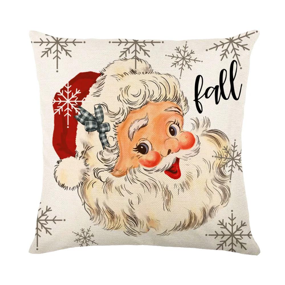 Christmas Cushion Cover Linen Pillow Covers Holiday Decoration Home Decor Salon Sofa Pillow Case Throw/Couch